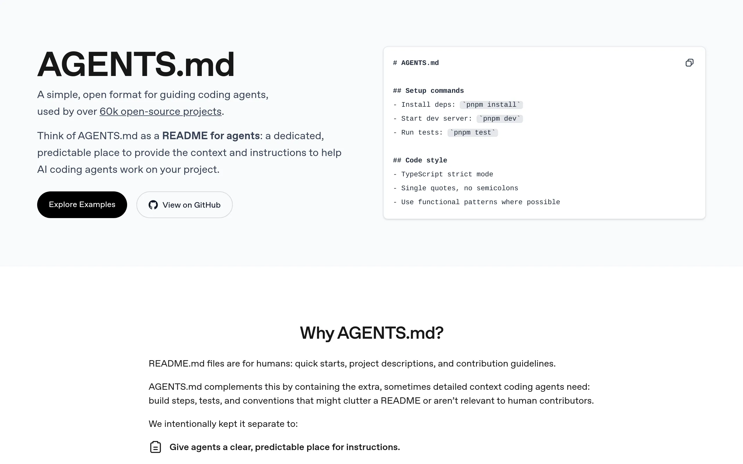 agents.md website
