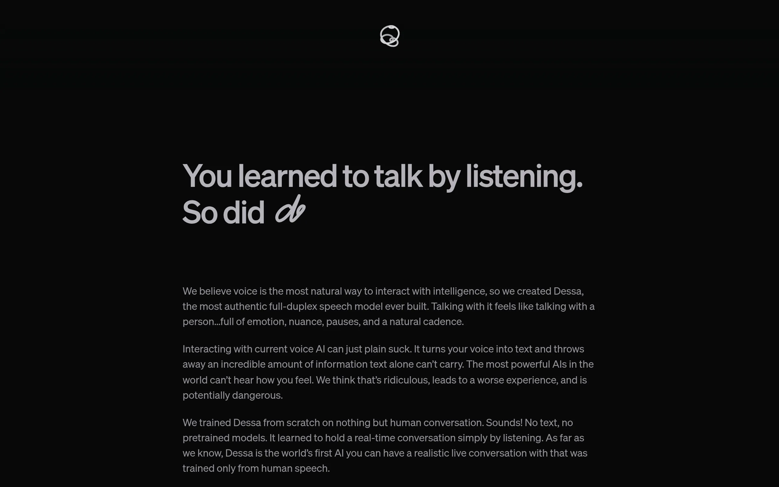 Dessa – the conversation model trained only on speech