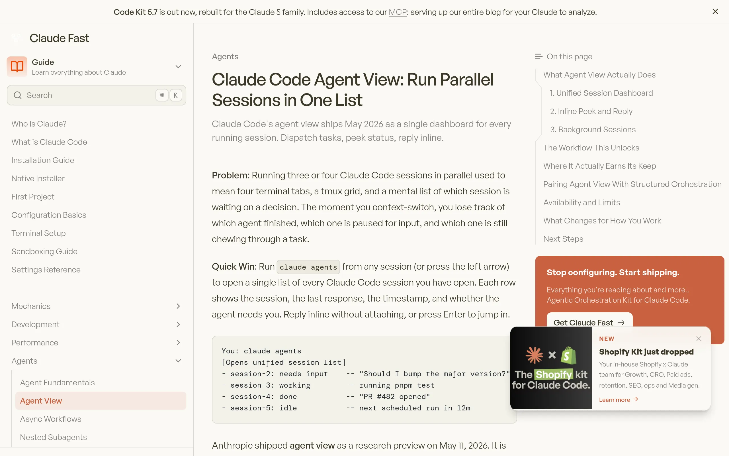 Claude Code Agent View, a dashboard for multiple concurrent agent sessions
