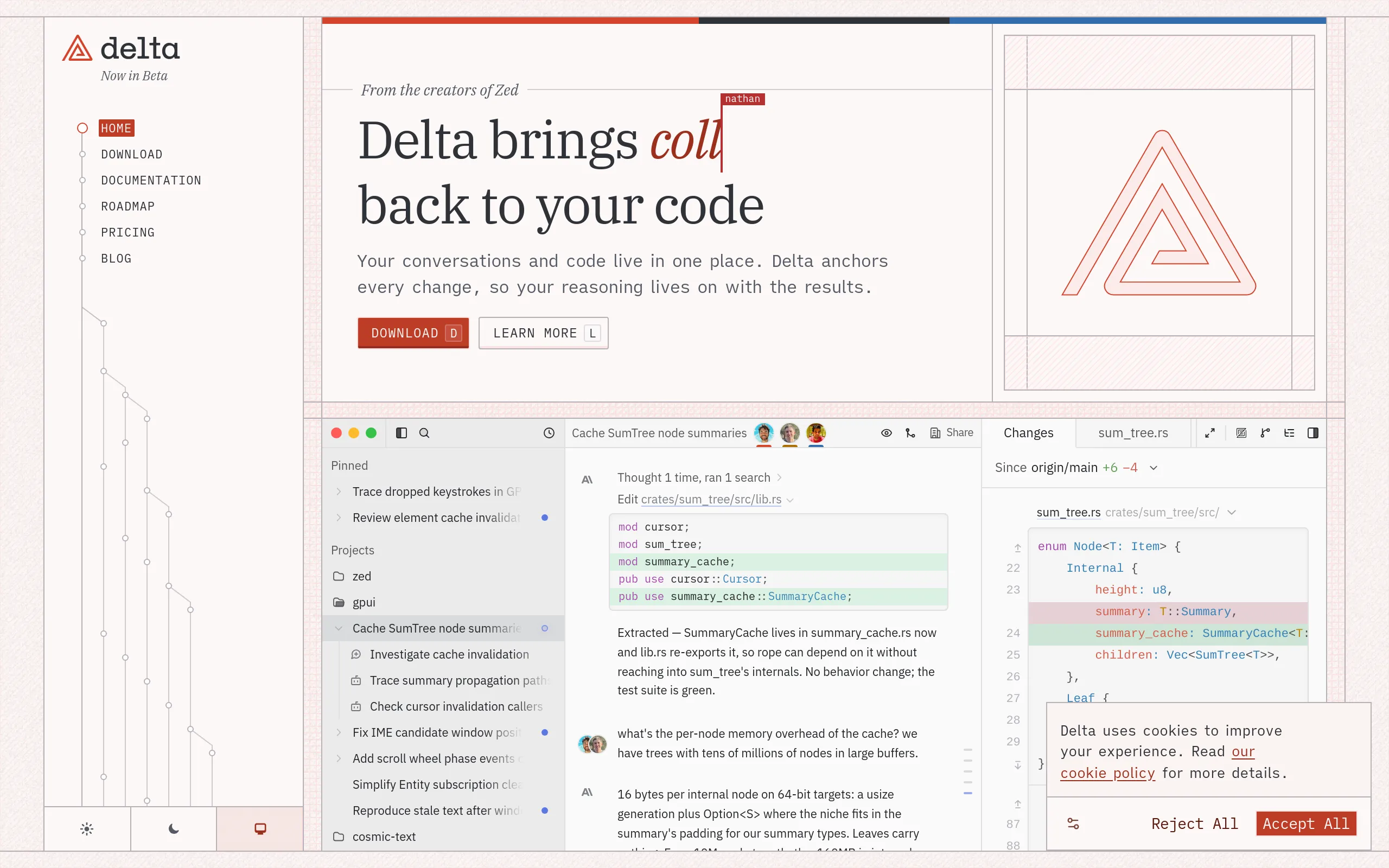 Delta homepage