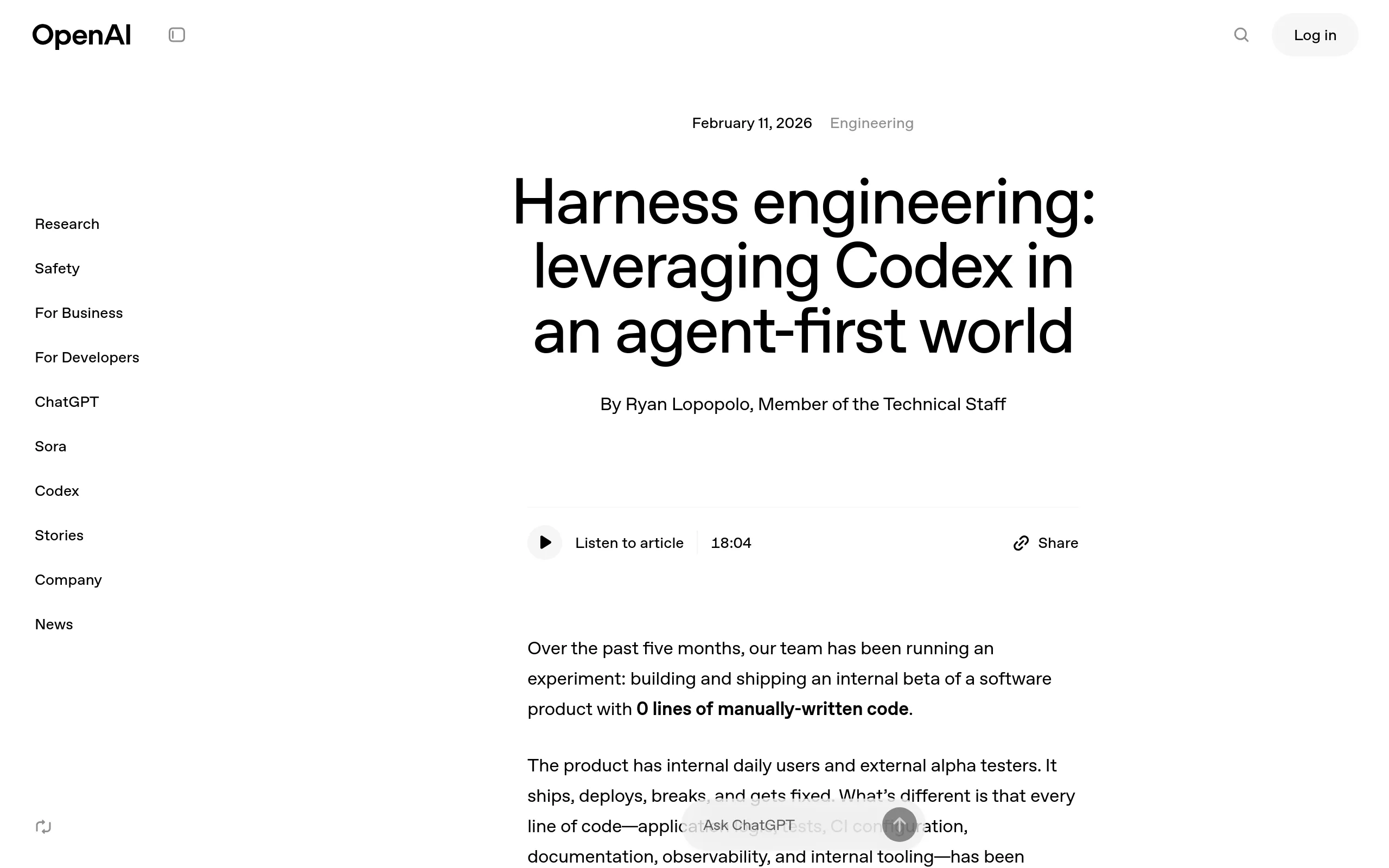 OpenAI Harness Engineering