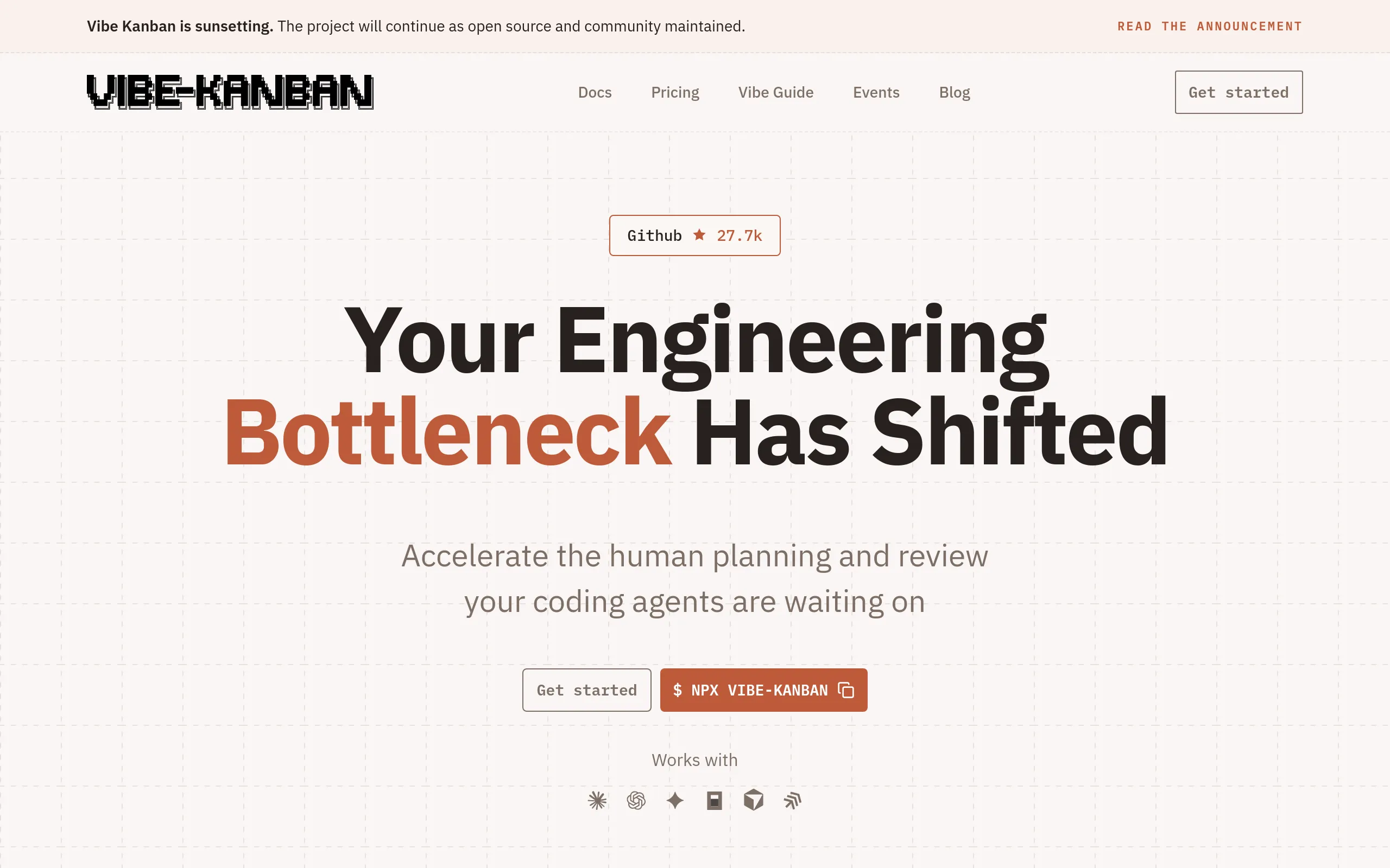 Vibe Kanban board for orchestrating AI coding agents