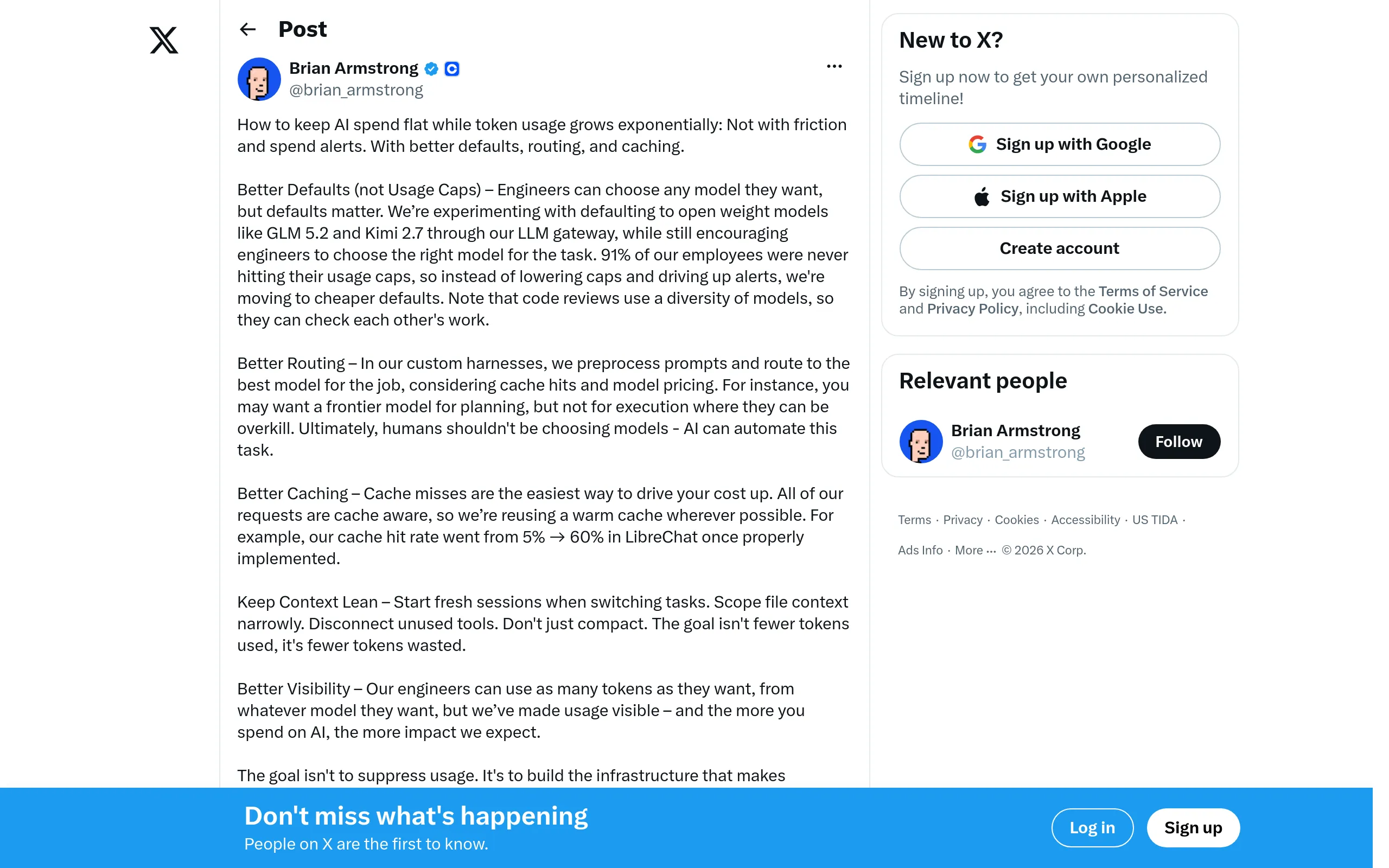 Brian Armstrong tweet