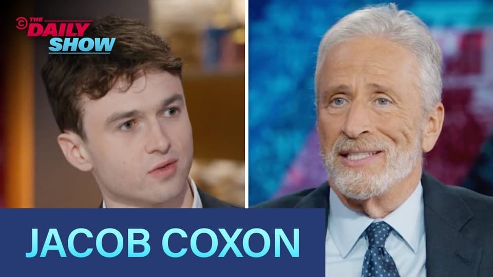 Jon Stewart and Jacob Coxon on The Daily Show