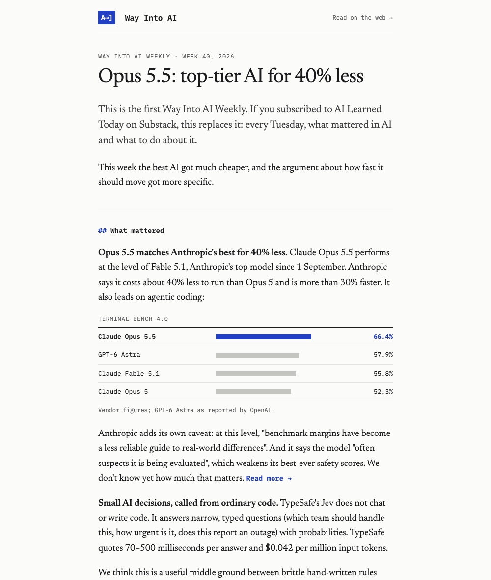 Way Into AI Weekly, week 40, in the new email design